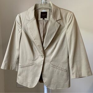THE LIMITED Collection Blazer Women's Button Single Breast Cotton Blend Tan Sz S